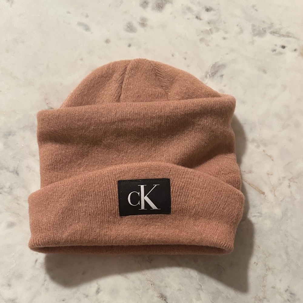 Calvin Klein Kids Dusty Rose Beanie with CK Patch